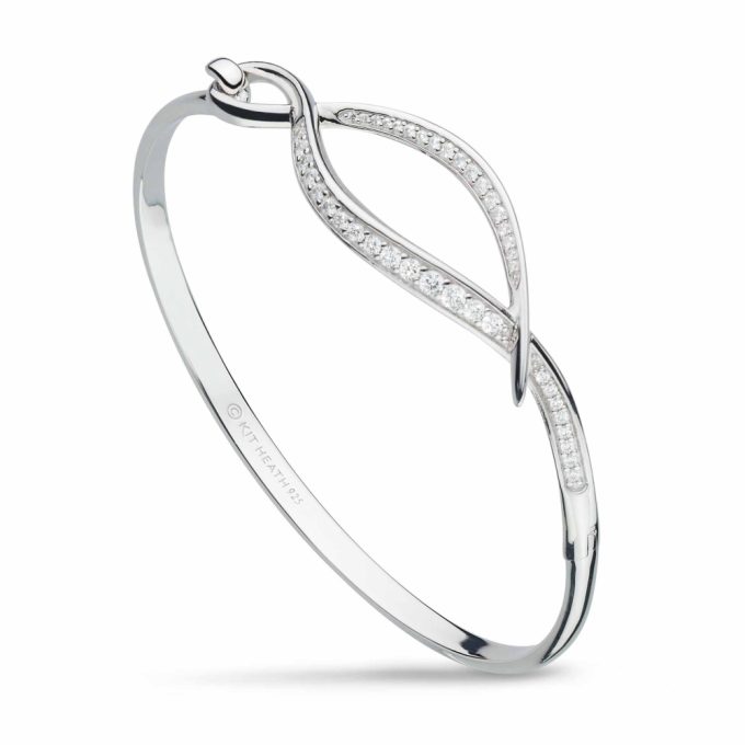 Kit Heath Entwine Silver CZ Pave Bangle