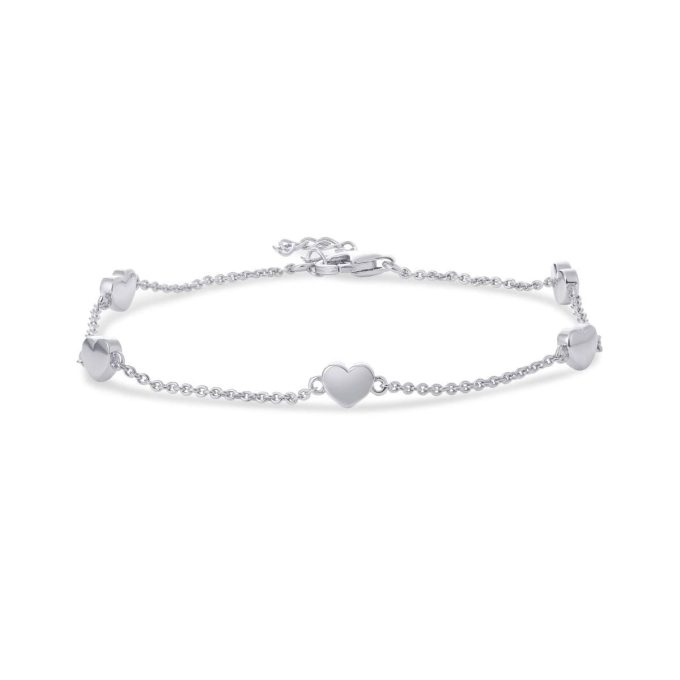 Silver Heart Station Bracelet