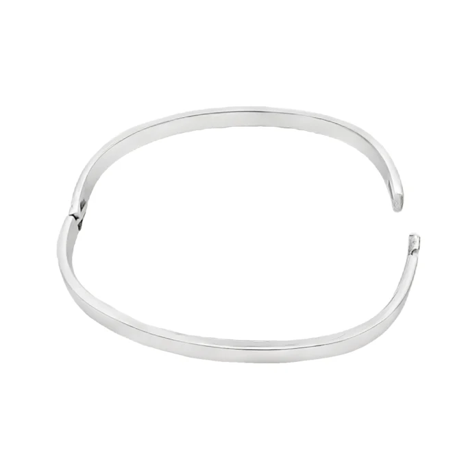 Squared Silver Hinged Bangle
