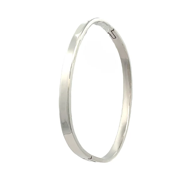 Squared Silver Hinged Bangle