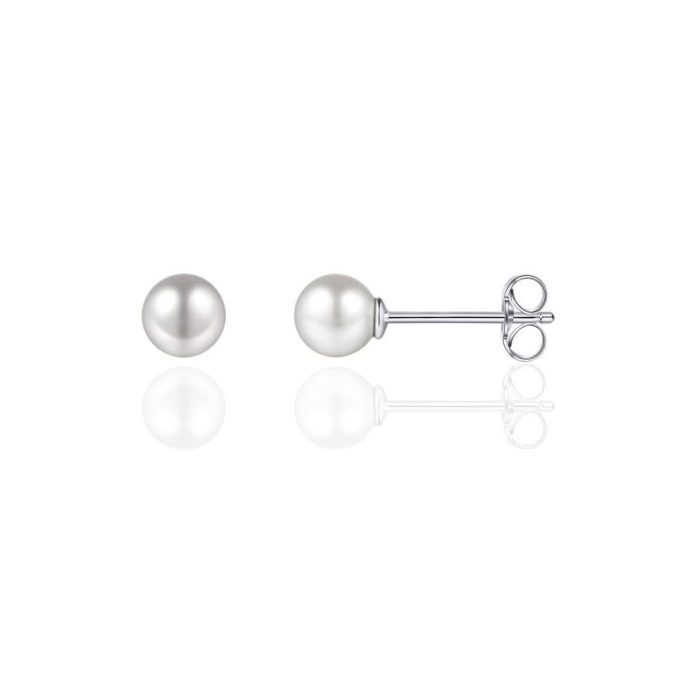 Silver Faux Pearl Stud Earrings 5mm