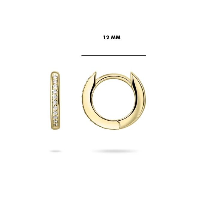 Gold Vermeil CZ Huggie Hoop Earrings 20mm