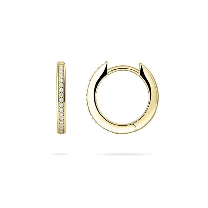 Gold Vermeil CZ Huggie Hoop Earrings 15mm