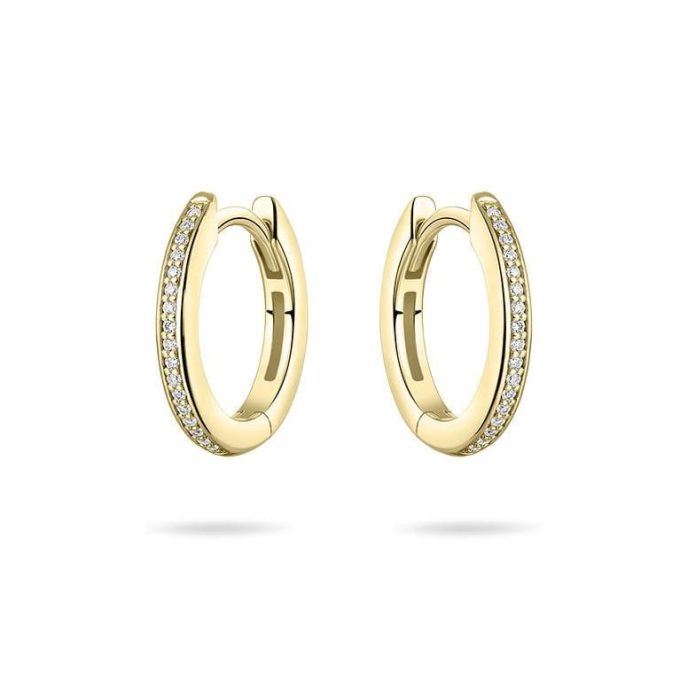 Gold Vermeil CZ Huggie Hoop Earrings 15mm