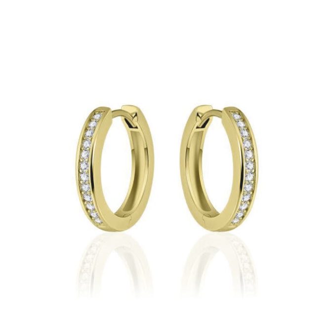 Gold Vermeil CZ Huggie Hoop Earrings 20mm
