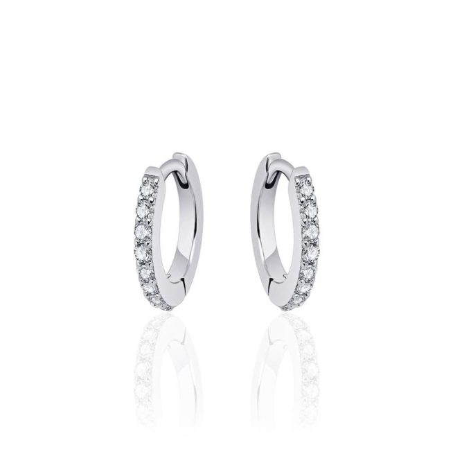 Silver CZ Huggie Hoop Earrings 13.5mm