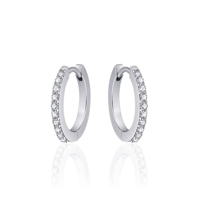 Silver CZ Huggie Hoop Earrings 18mm