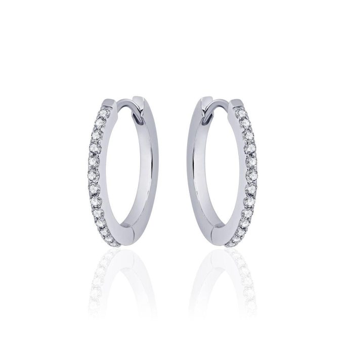 Silver CZ Huggie Hoop Earrings 22mm