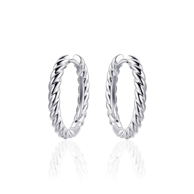 Silver Huggie Hoop Earrings 22mm