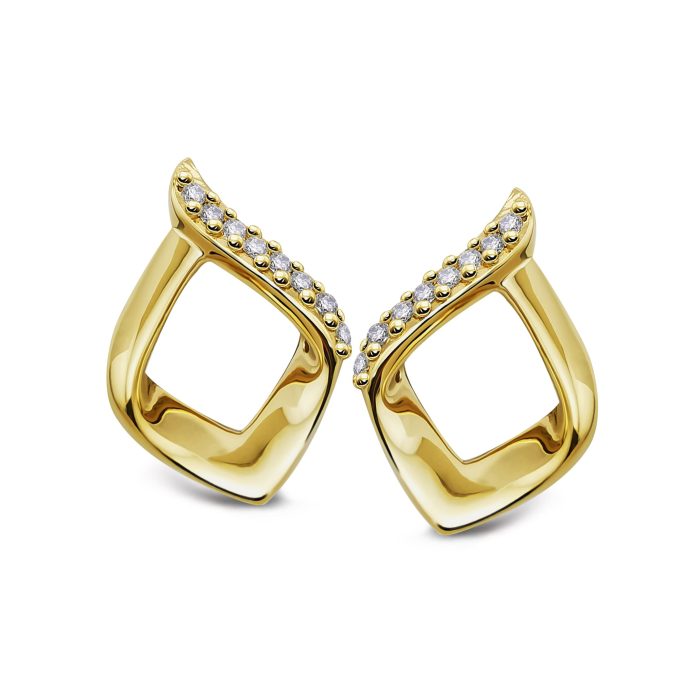 Unique Gold CZ Pave Stud Earrings