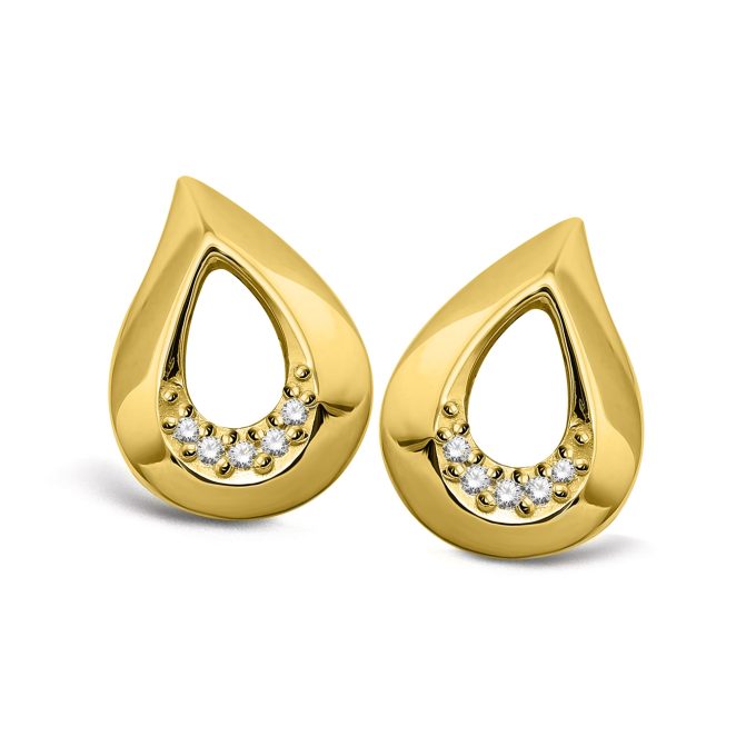 Unique Gold CZ Pave Stud Earrings