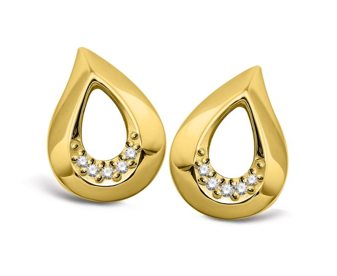 Unique Gold CZ Pave Stud Earrings