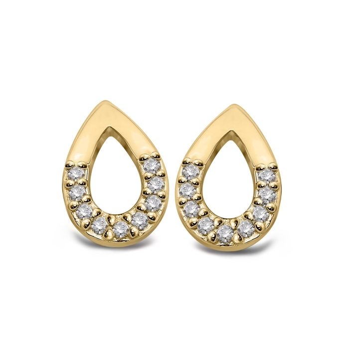 Unique Gold CZ Pave Stud Earrings