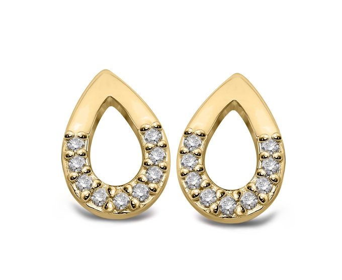 Unique Gold CZ Pave Stud Earrings