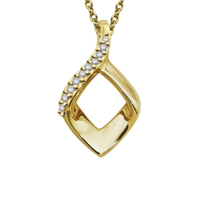 Unique Gold CZ Pave Teardrop Pendant Necklace