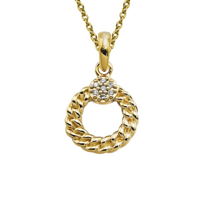 Unique Gold CZ Pave Loop Pendant Necklace