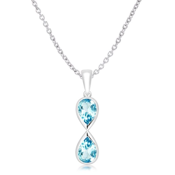 Unique Blue Topaz Silver Infinity Necklace