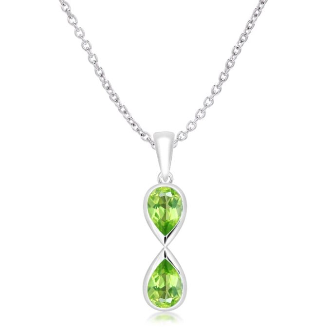 Unique Peridot Silver Infinity Necklace