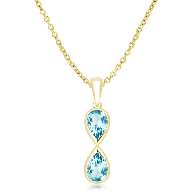 Unique Blue Topaz Yellow Gold Plate Necklace