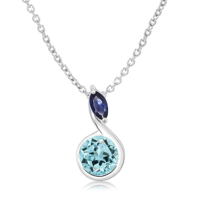 Unique Topaz & Iolite Silver Necklace