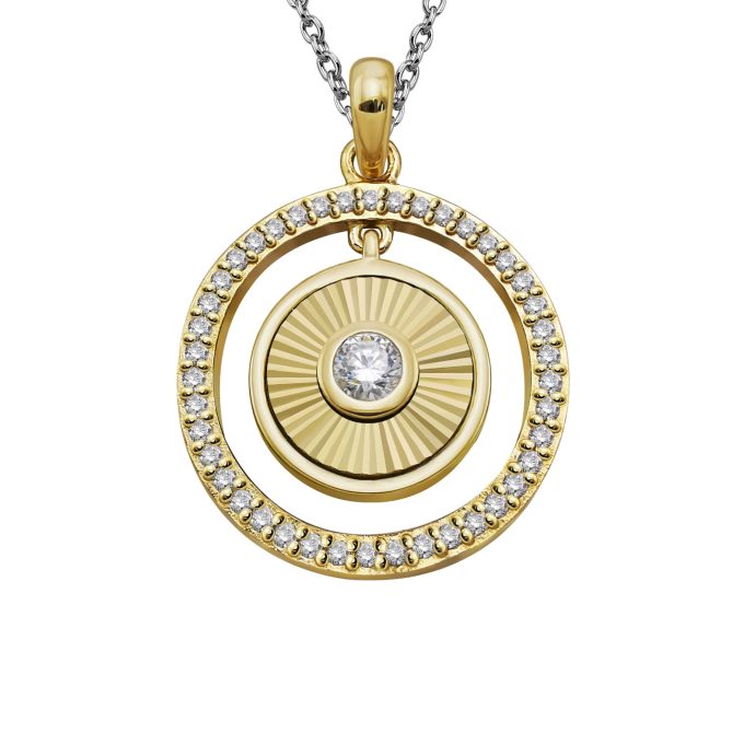 Unique Cz Pave Circles Gold Plate Necklace