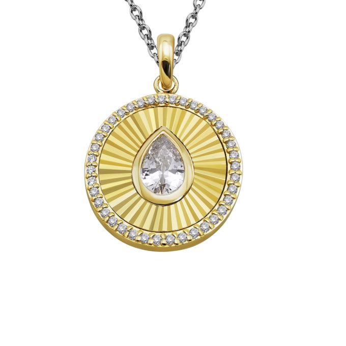Unique Gold CZ Pave Pendant Necklace