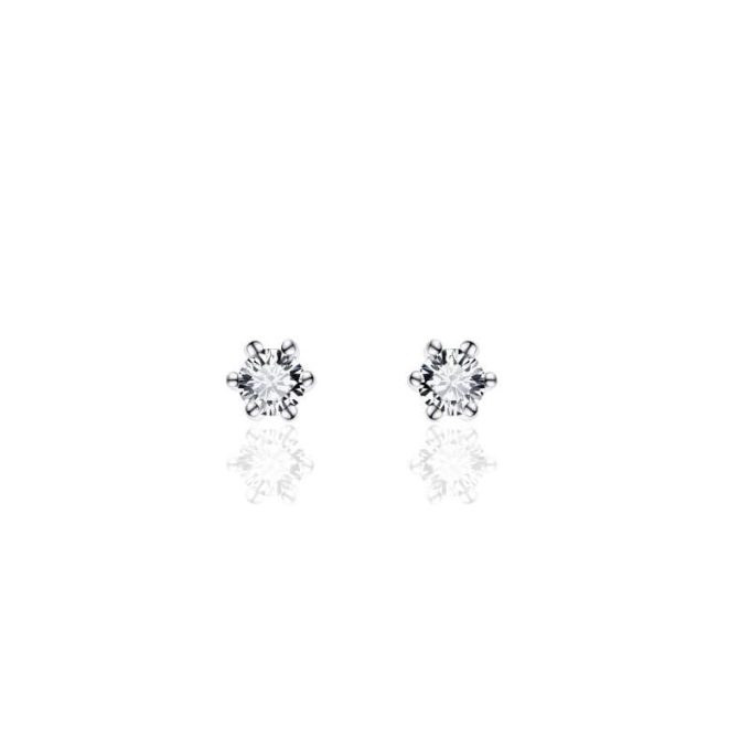 Silver CZ Stud Earrings 2mm