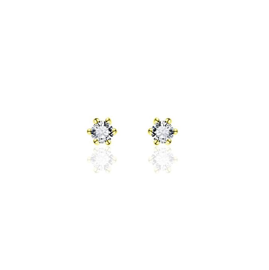 Yellow Gold Vermeil CZ Stud Earrings 2mm