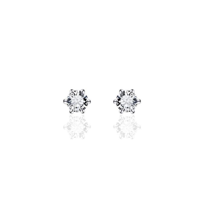 Silver CZ Stud Earrings 3mm