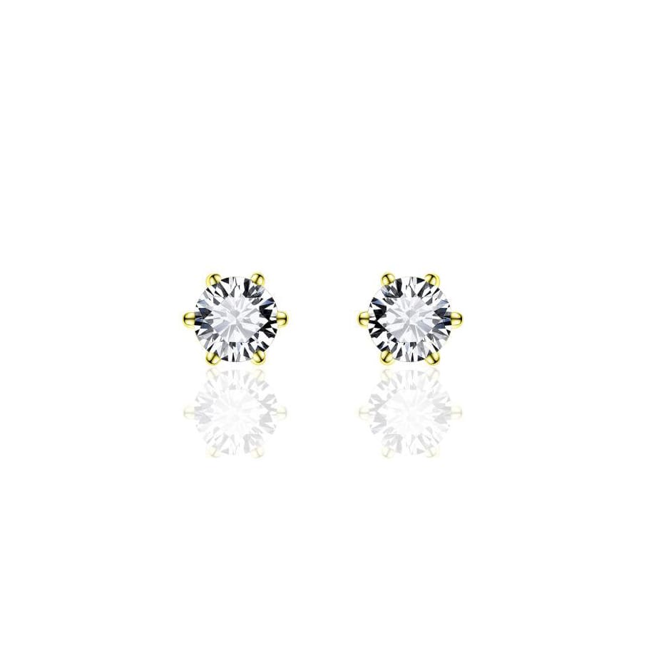 Yellow Gold Vermeil CZ Stud Earrings 4mm
