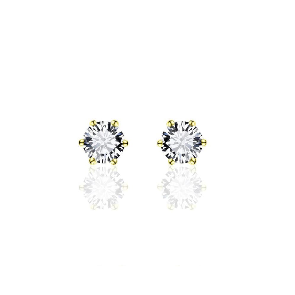 Yellow Gold Vermeil CZ Stud Earrings 5mm