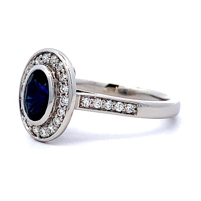 1.00ct Oval Sapphire and Diamond Platinum Ring