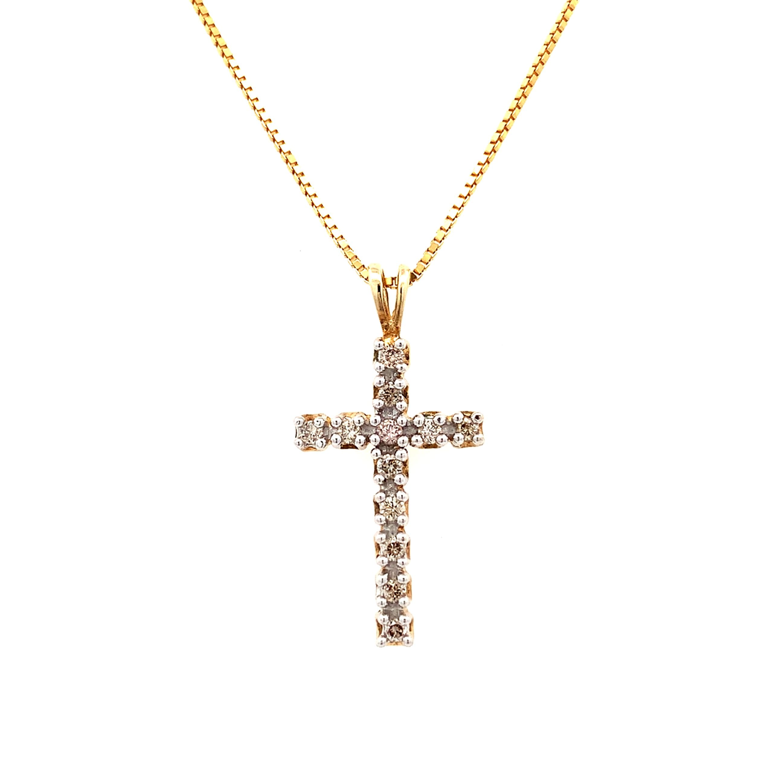 9ct Gold Diamond Cross and Chain