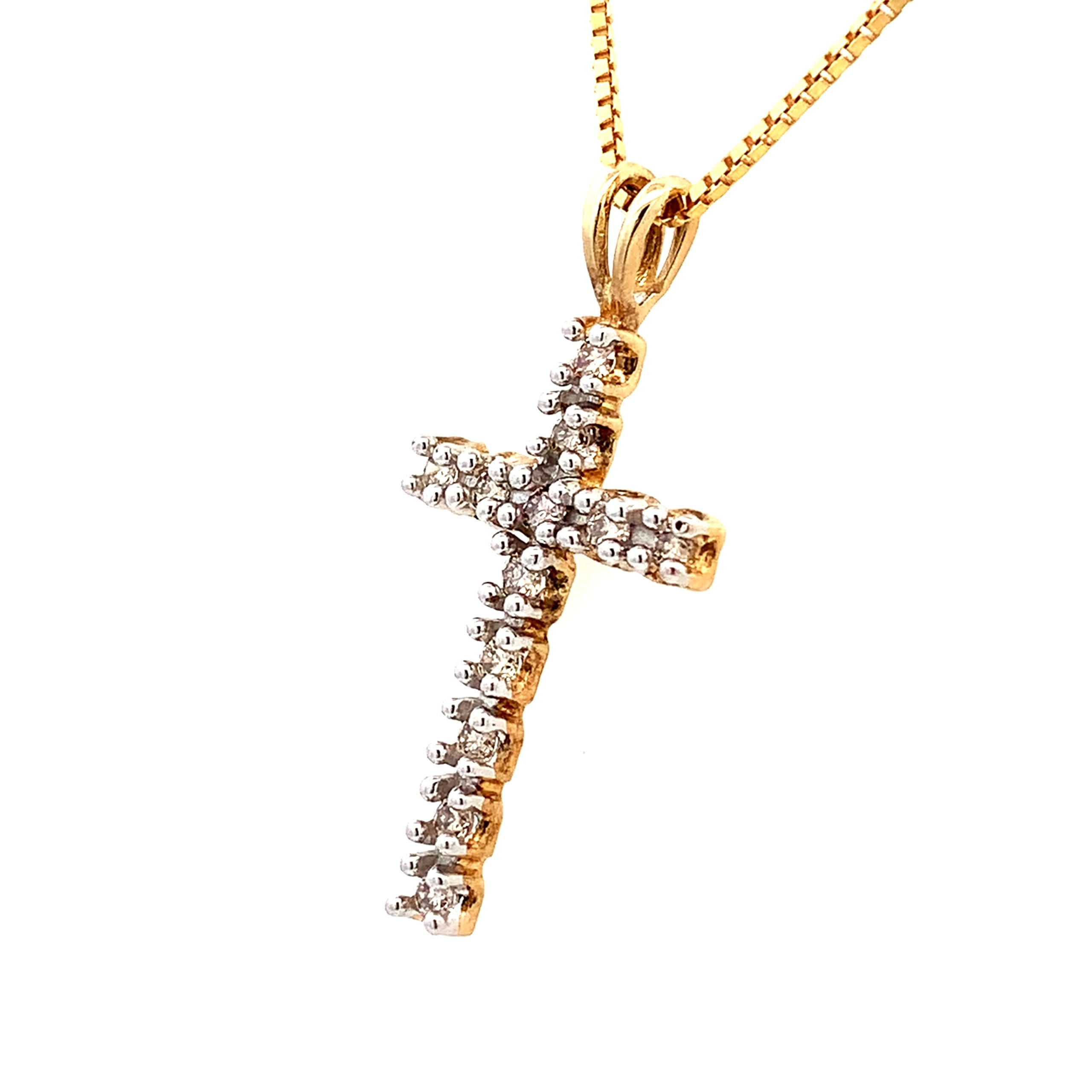 9ct Gold Diamond Cross and Chain