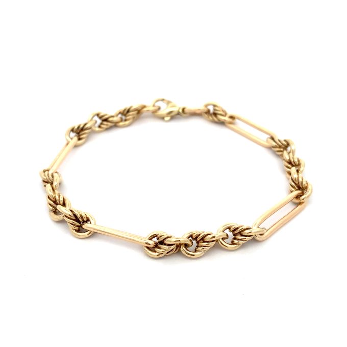 Antique 9ct Yellow Gold Trombone Link Bracelet