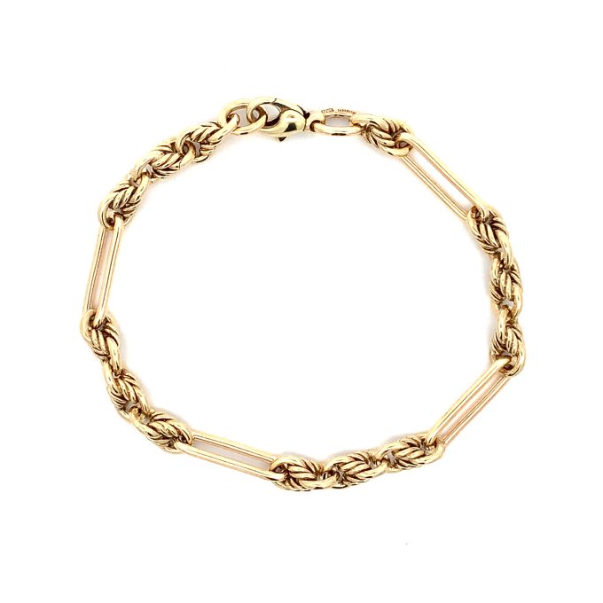 Antique 9ct Yellow Gold Trombone Link Bracelet