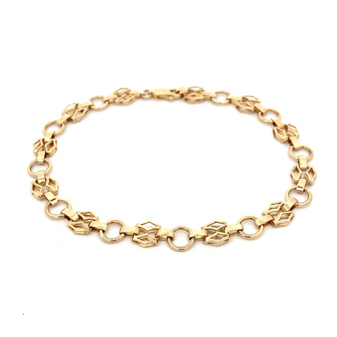 9ct Yellow Gold Octagonal Fancy Link Bracelet