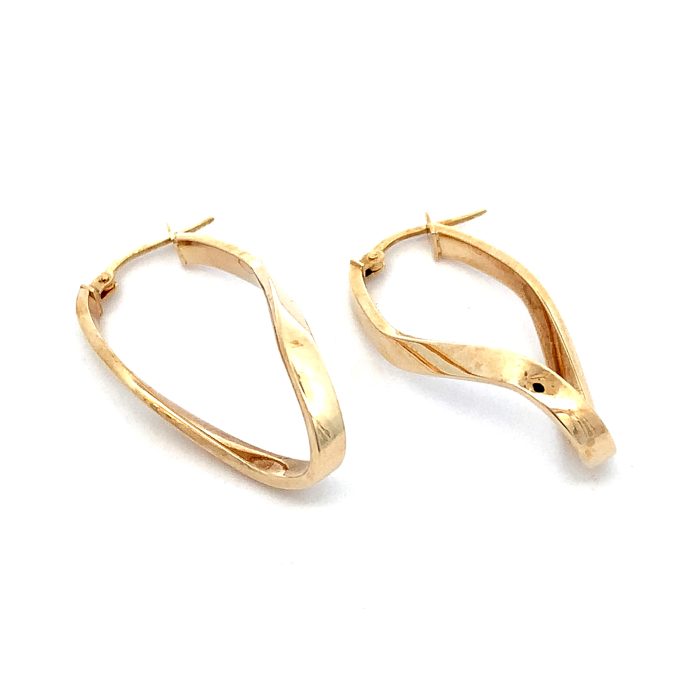 9ct Yellow Gold Waved Hoop Earrings