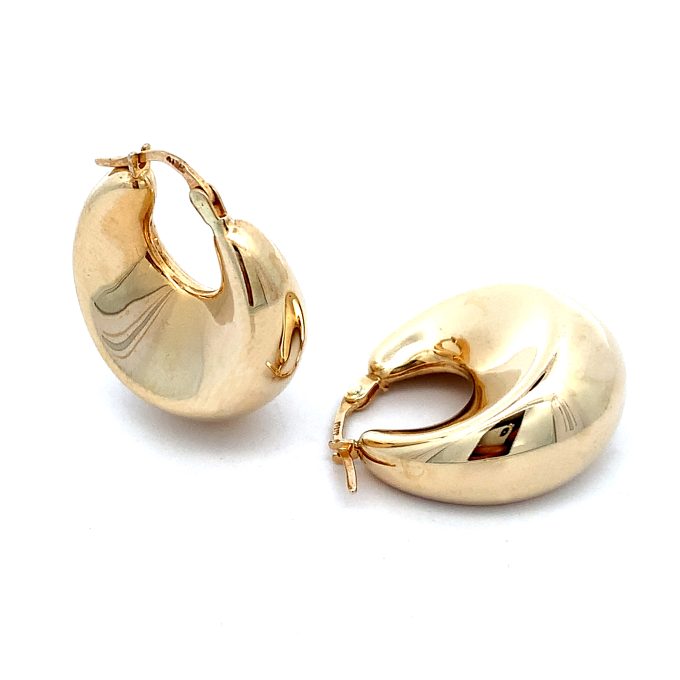 9ct Yellow Gold Plain Creole Hoop Earrings