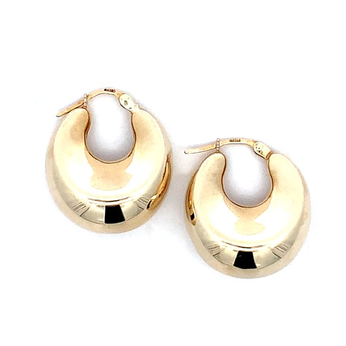 9ct Yellow Gold Plain Creole Hoop Earrings
