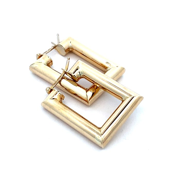 9ct Yellow Gold Rectangular Hoop Earrings