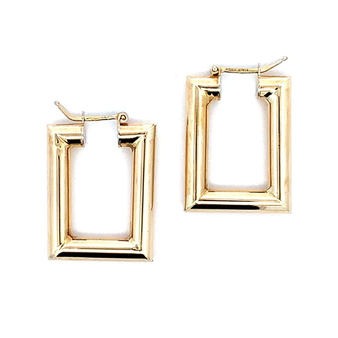 9ct Yellow Gold Rectangular Hoop Earrings