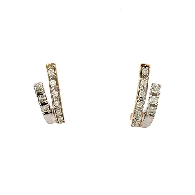 9ct Yellow Gold Diamond 3/4 Hoop Earrings