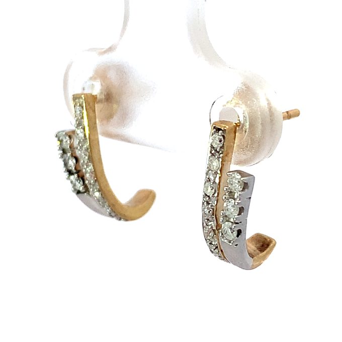 9ct Yellow Gold Diamond 3/4 Hoop Earrings