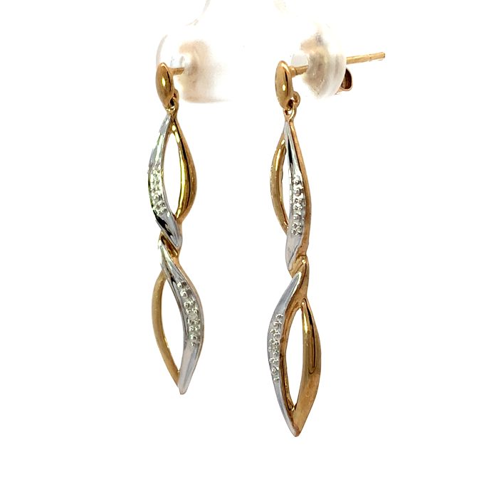 9ct Gold Diamond Set Drop Earrings