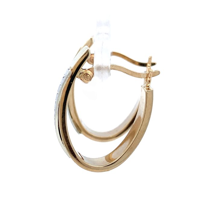 9ct Two Tone Gold flat Hoop Earrings