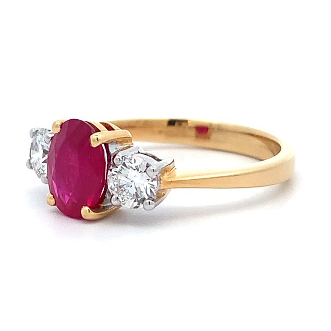 1.55ct Burmese Ruby and Diamond Trilogy Ring