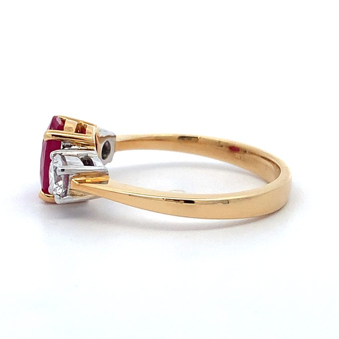 1.55ct Burmese Ruby and Diamond Trilogy Ring
