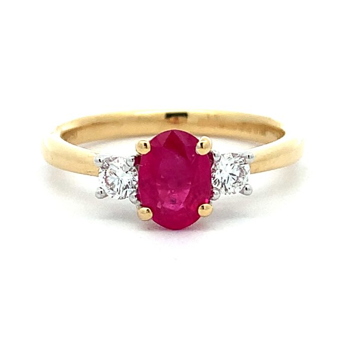 0.95ct Burmese Ruby and Diamond Trilogy Ring