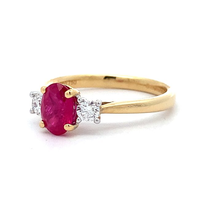0.95ct Burmese Ruby and Diamond Trilogy Ring